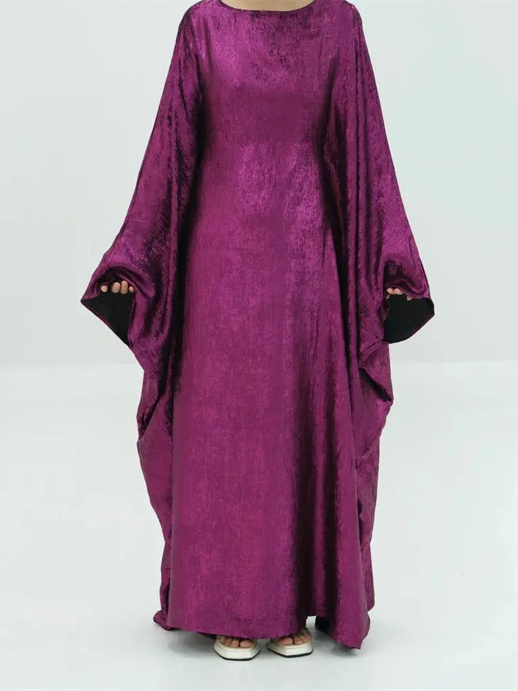 Gradient Color Shiny Batwing Satin Maxi Abaya Dubai Luxury 2024 Abayas For Women Muslim Kaftan Dress Islam Caftan Marocain Femme
