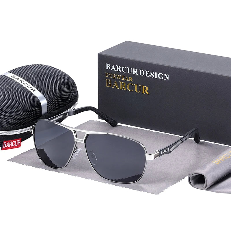BARCUR Pilot Photochromic Sunglasses Metal Frame Men Polarized Sun Glasses Glass Eyewear Trend Styles UV400 Protection