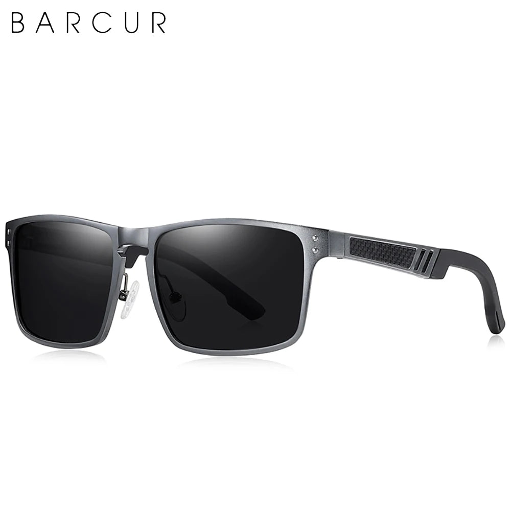 BARCUR Vintage Aluminium Magnesium Square Sunglasses Men Polarized Shades Women Sun Glasses For Men Sport Eyewear Oculos De Sol