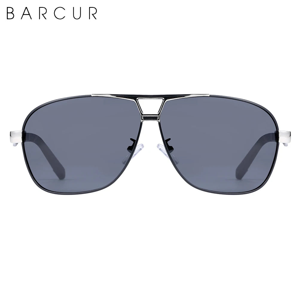 BARCUR Design Pilot Sunglasses Metal Frame Men Polarized Sun Glasses Mirror Eyewear Trend Styles UV400 Protection
