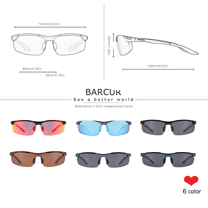 BARCUR Aluminium Magnesium Sunglasses for Men Polarized UVA&B Protection Photochromic Ultralight Sun Glasses Sports Eyewear