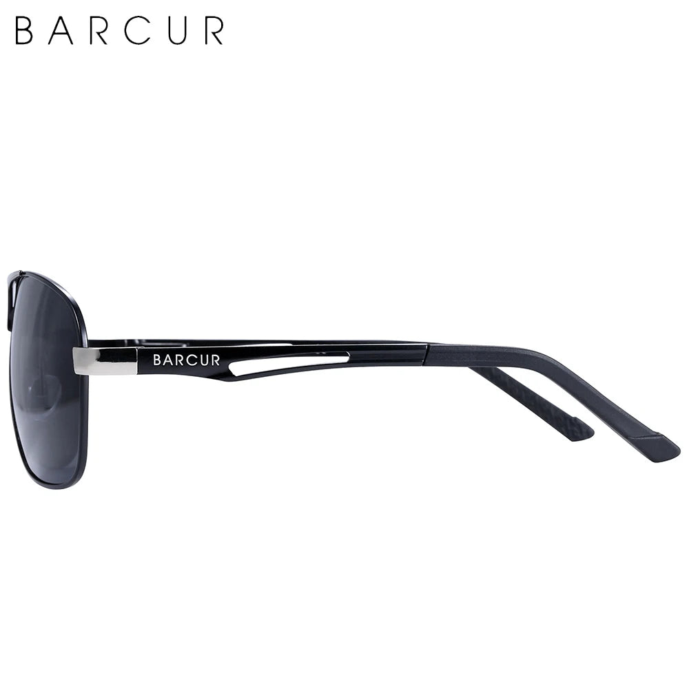 BARCUR Design Pilot Sunglasses Metal Frame Men Polarized Sun Glasses Mirror Eyewear Trend Styles UV400 Protection