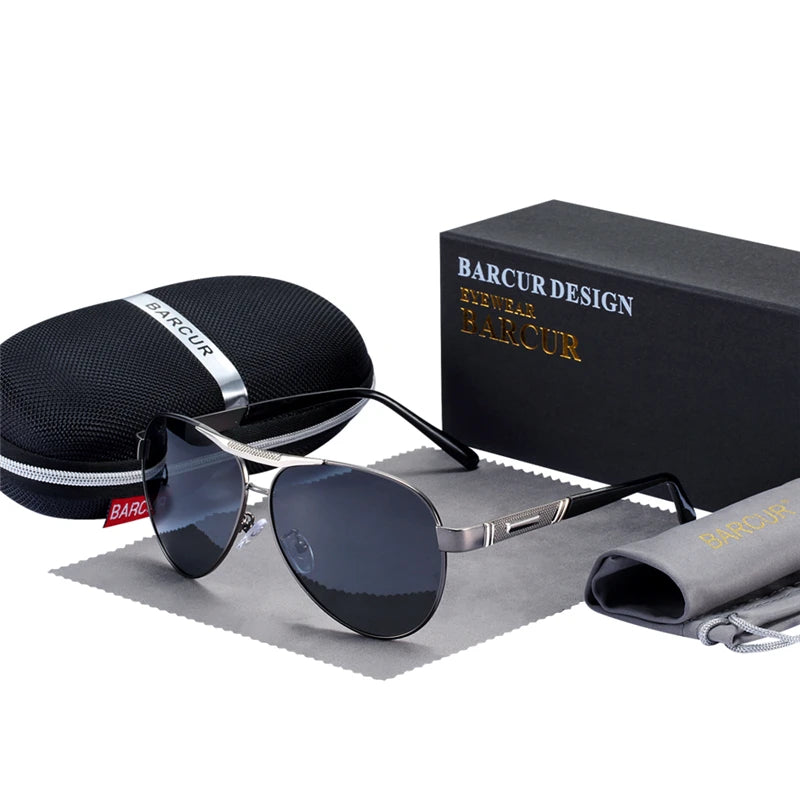 BARCUR Pilot Design Fashion Men Sunglasses Polarized Ladies Sun Glasses UV400 Protection Women Sun Glasses