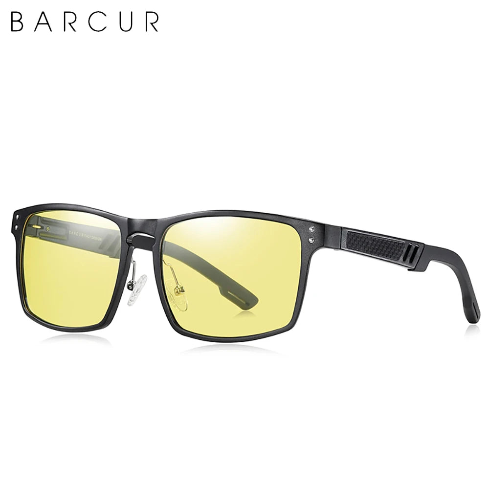 BARCUR Vintage Aluminium Magnesium Square Sunglasses Men Polarized Shades Women Sun Glasses For Men Sport Eyewear Oculos De Sol