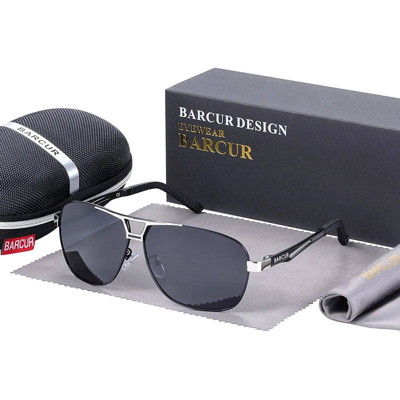 BARCUR Pilot Photochromic Sunglasses Metal Frame Men Polarized Sun Glasses Glass Eyewear Trend Styles UV400 Protection