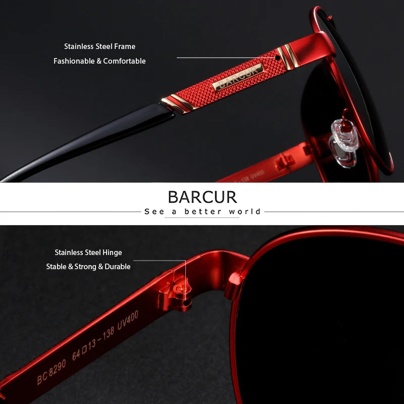BARCUR Pilot Design Fashion Men Sunglasses Polarized Ladies Sun Glasses UV400 Protection Women Sun Glasses