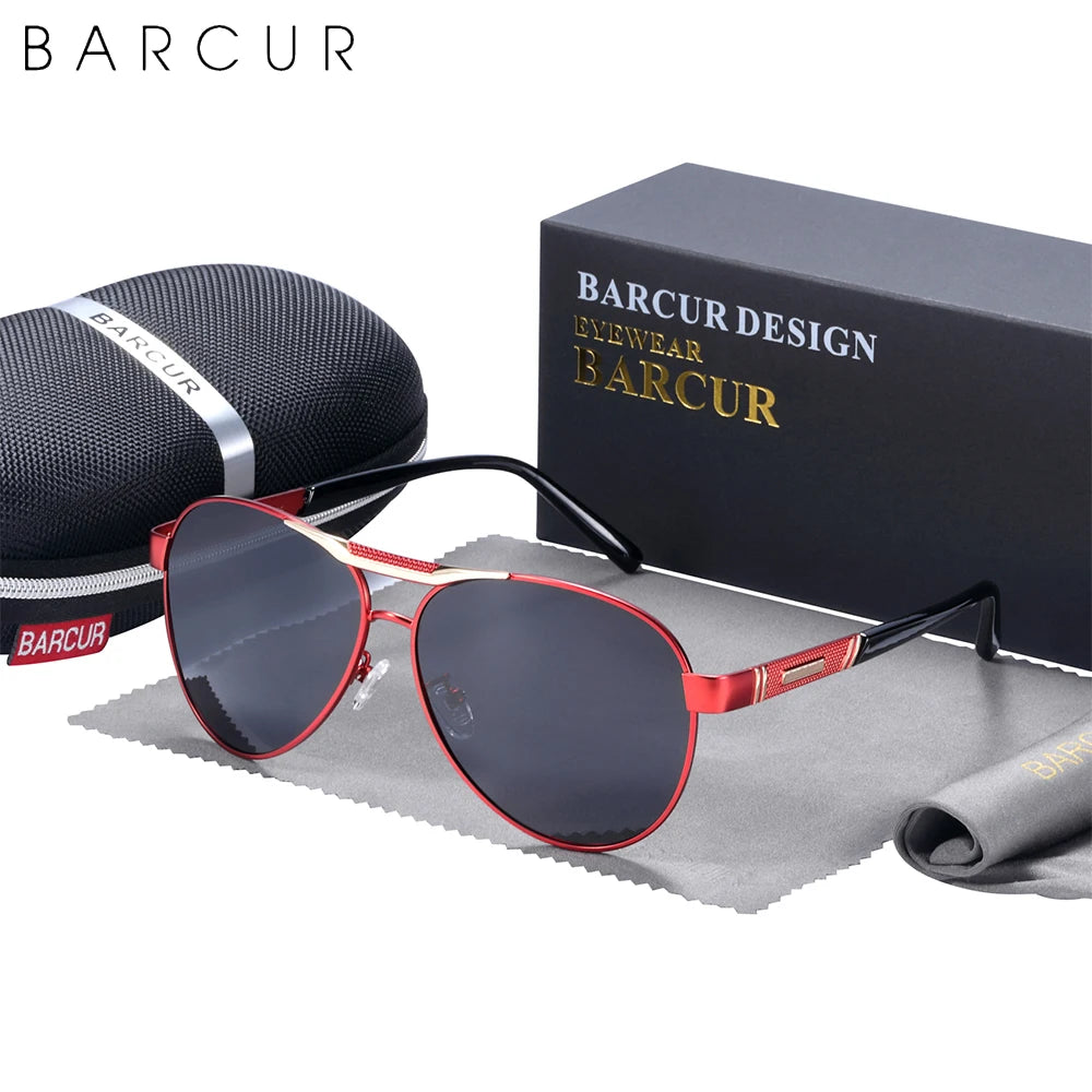 BARCUR Pilot Design Fashion Men Sunglasses Polarized Ladies Sun Glasses UV400 Protection Women Sun Glasses