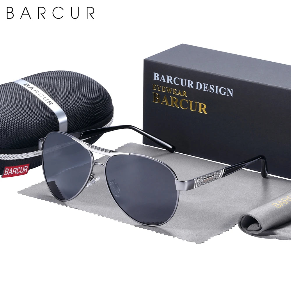 BARCUR Pilot Design Fashion Men Sunglasses Polarized Ladies Sun Glasses UV400 Protection Women Sun Glasses
