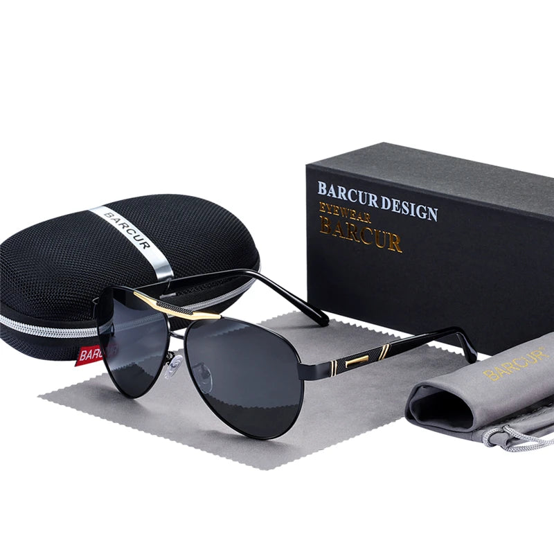BARCUR Pilot Design Fashion Men Sunglasses Polarized Ladies Sun Glasses UV400 Protection Women Sun Glasses