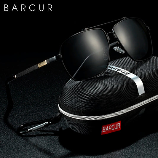 BARCUR Brand Design Titanium Alloy Frame Sunglasses Polarized Men Sun Glasses Women Pilot Eyewear Mirror Shades UV400