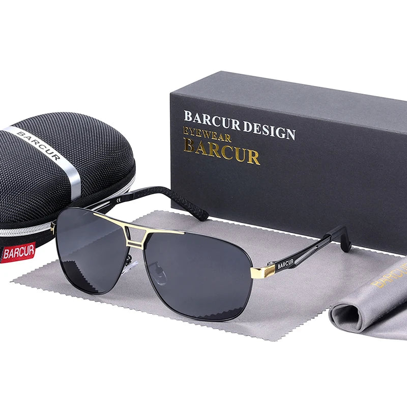 BARCUR Pilot Photochromic Sunglasses Metal Frame Men Polarized Sun Glasses Glass Eyewear Trend Styles UV400 Protection