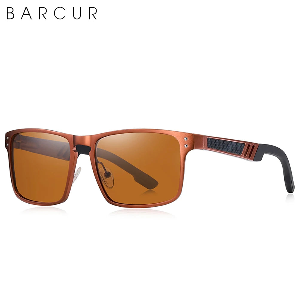BARCUR Vintage Aluminium Magnesium Square Sunglasses Men Polarized Shades Women Sun Glasses For Men Sport Eyewear Oculos De Sol