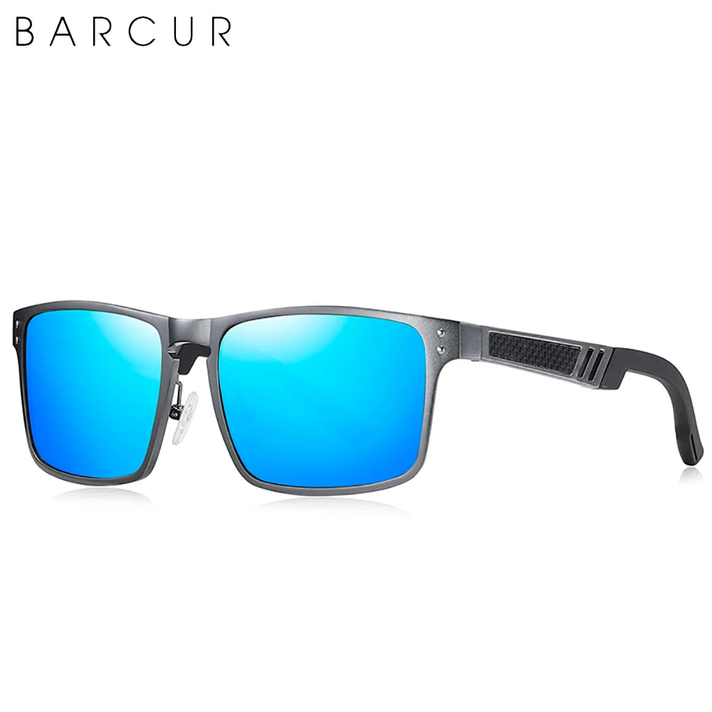 BARCUR Vintage Aluminium Magnesium Square Sunglasses Men Polarized Shades Women Sun Glasses For Men Sport Eyewear Oculos De Sol