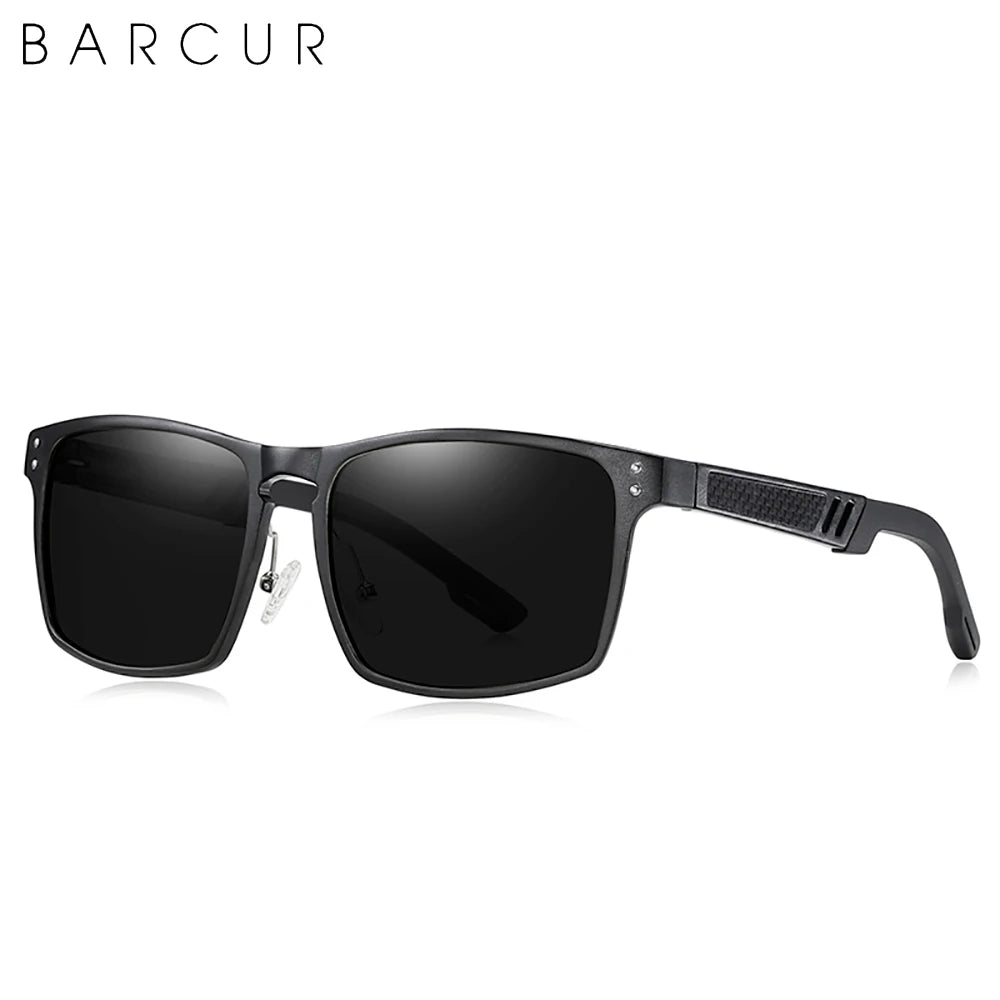 BARCUR Vintage Aluminium Magnesium Square Sunglasses Men Polarized Shades Women Sun Glasses For Men Sport Eyewear Oculos De Sol