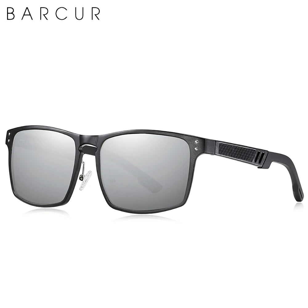 BARCUR Vintage Aluminium Magnesium Square Sunglasses Men Polarized Shades Women Sun Glasses For Men Sport Eyewear Oculos De Sol