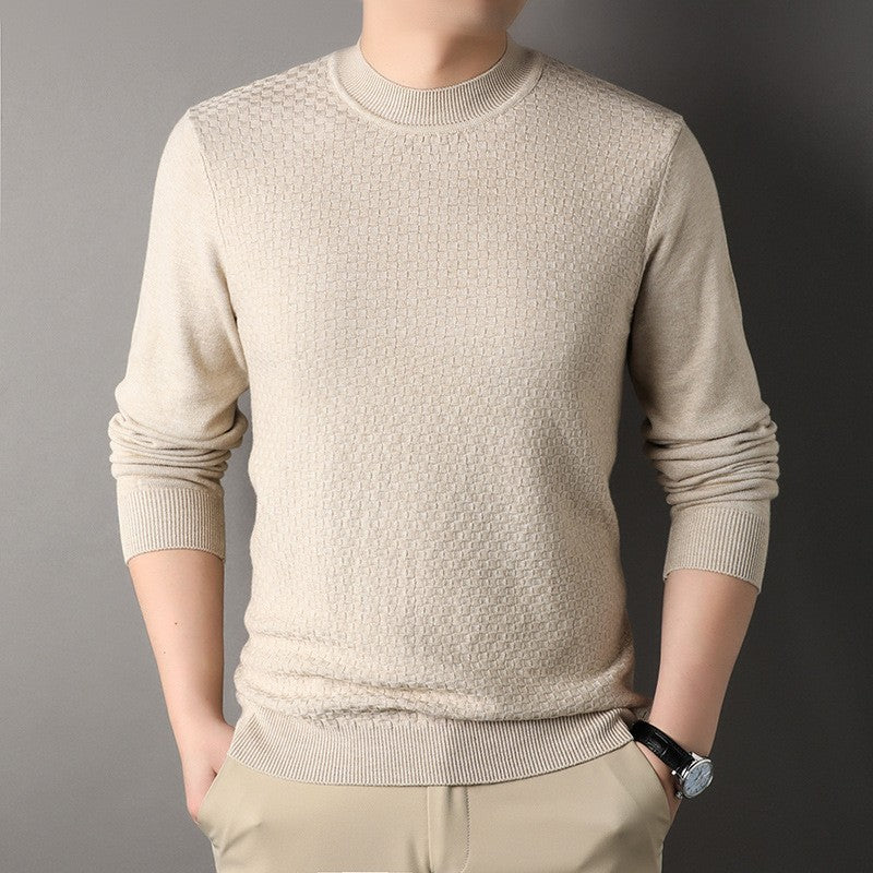 Pure Color Half Collar Men's Slim Fit Sweater Base Sweater