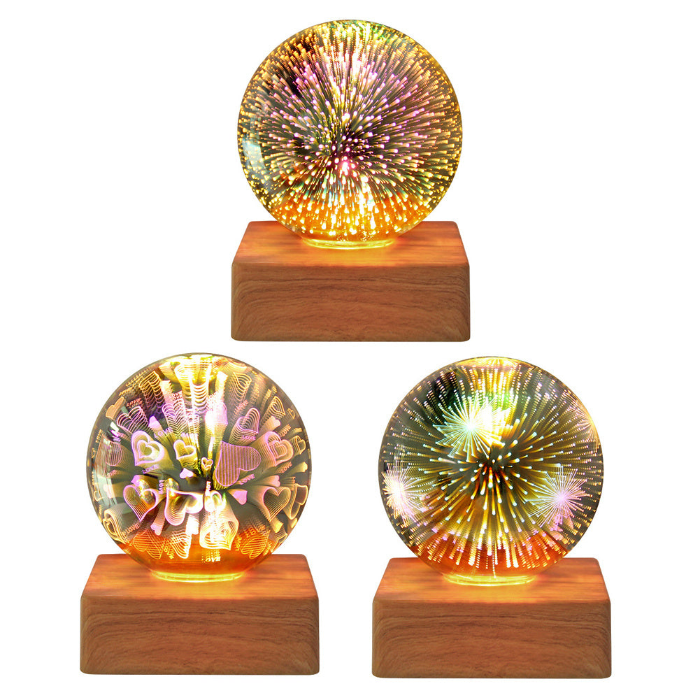 USB 3D Firework Crystal Ball Night Light – Romantic LED Starry Glow