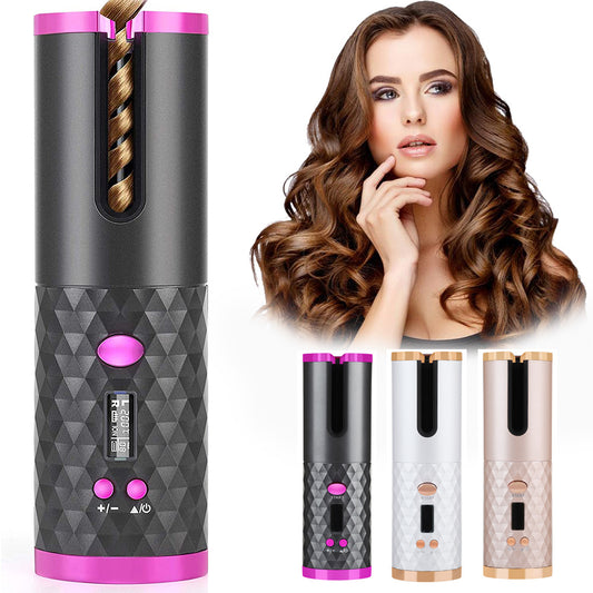 Unbound Rechargeable Automatic Hair Curler – Cordless Ceramic Curling Wand