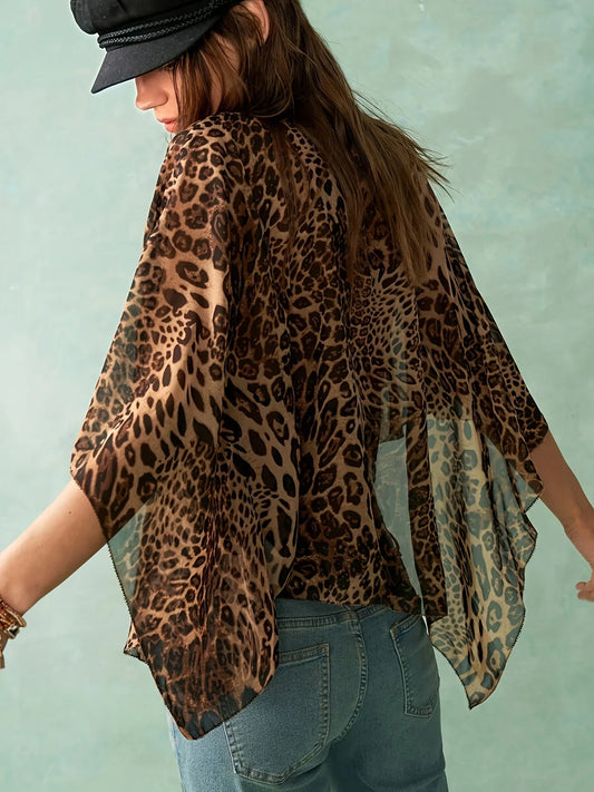 GrabliWorld Women’s Elegant Leopard Print Sleeveless Blouse