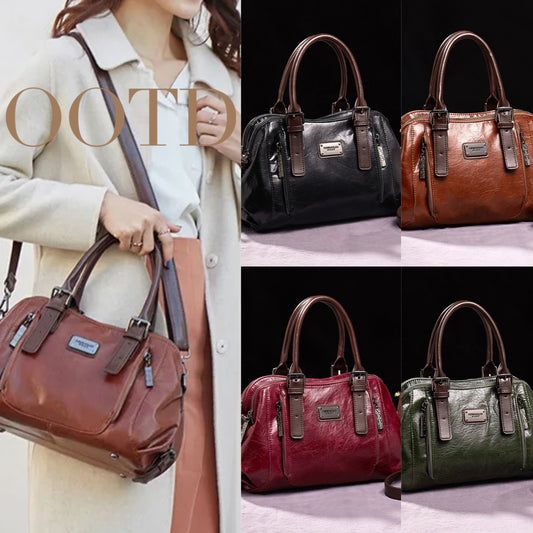 Women's Genuine Leather Crossbody Tote Handbag