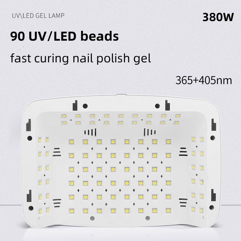 380W Professional Nail Dryer with 90 LEDs – Fast UV/LED Gel Nail Curing Lamp (UK/EU/US Plug)
