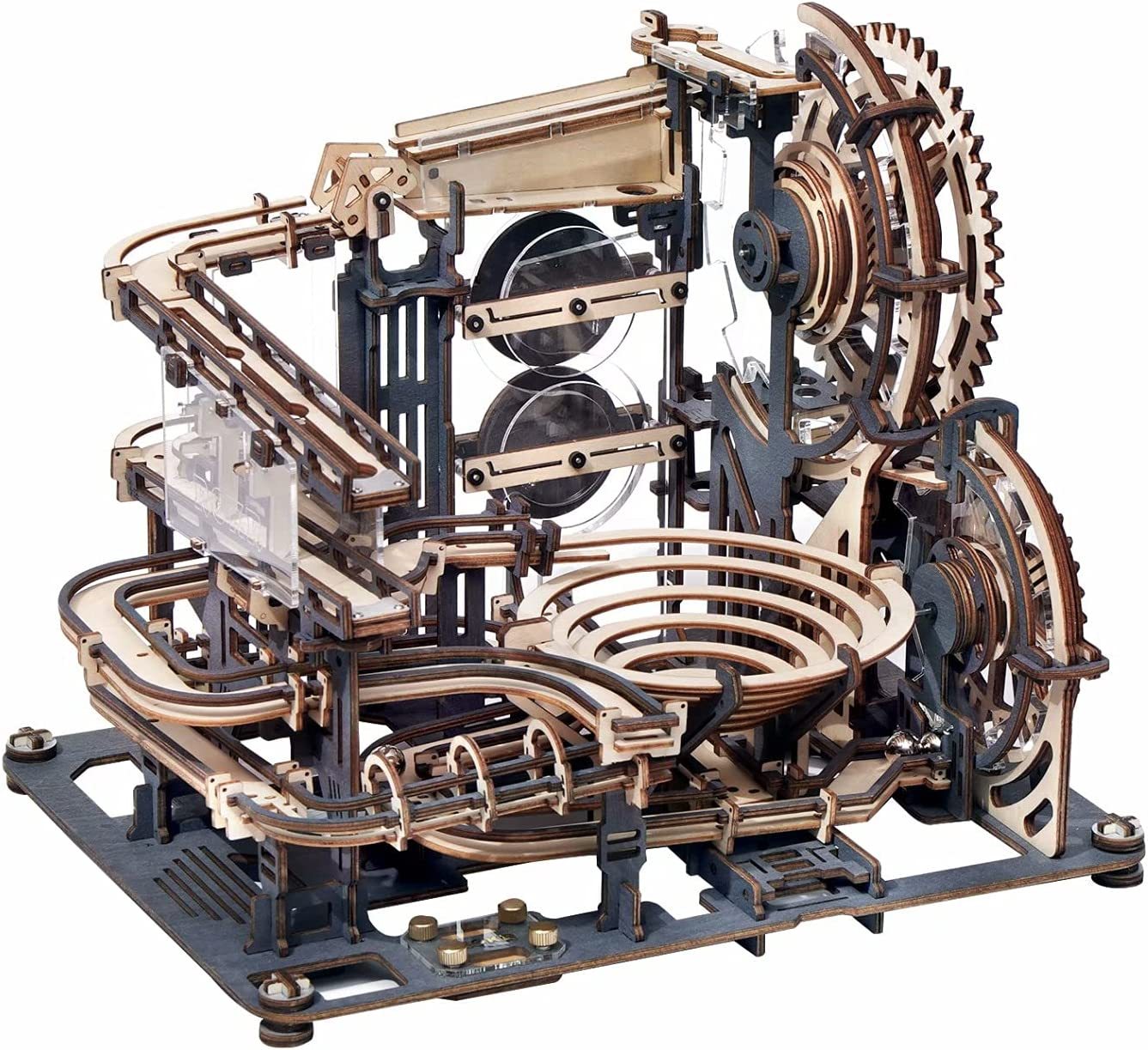 ROKR Marble Night City 3D Wooden Puzzle – Waterwheel Marble Run Kit
