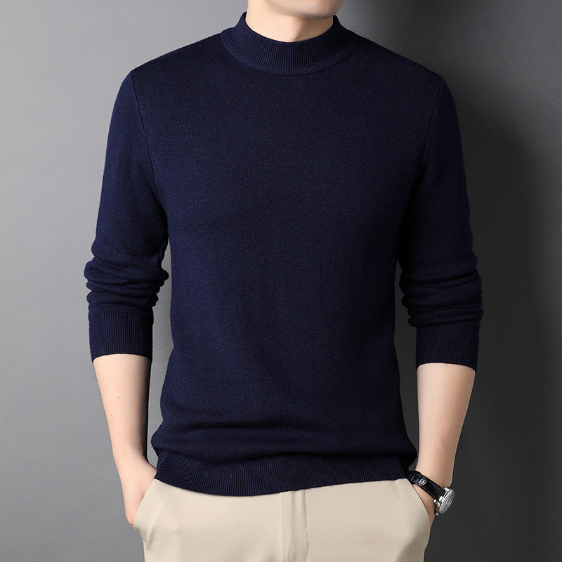 Pure Color Half Collar Men's Slim Fit Sweater Base Sweater
