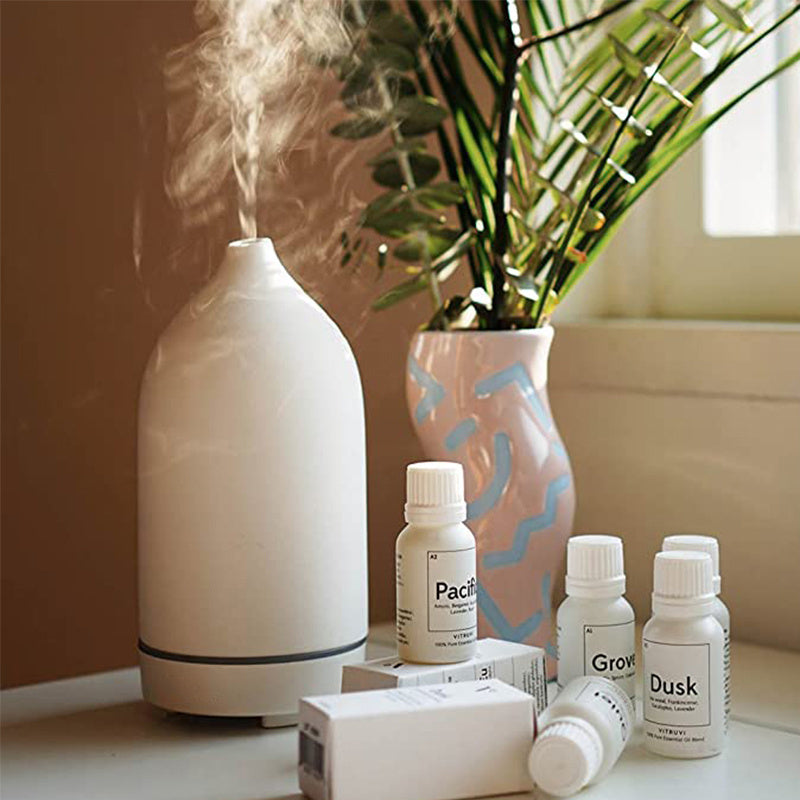 Air Humidifier Ceramic Aroma Diffuser – 5 Colors, 100ml Ultrasonic Essential Oil Diffuser