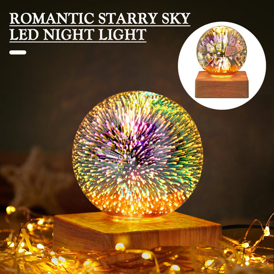 USB 3D Firework Crystal Ball Night Light – Romantic LED Starry Glow
