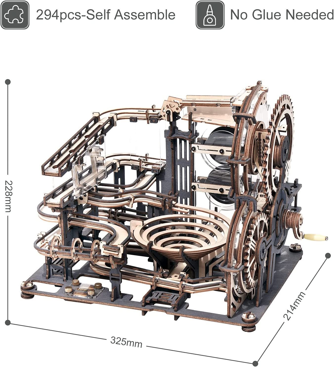ROKR Marble Night City 3D Wooden Puzzle – Waterwheel Marble Run Kit