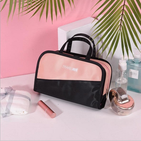 Simple Large Capacity Color Block Cosmetic Storage Bag