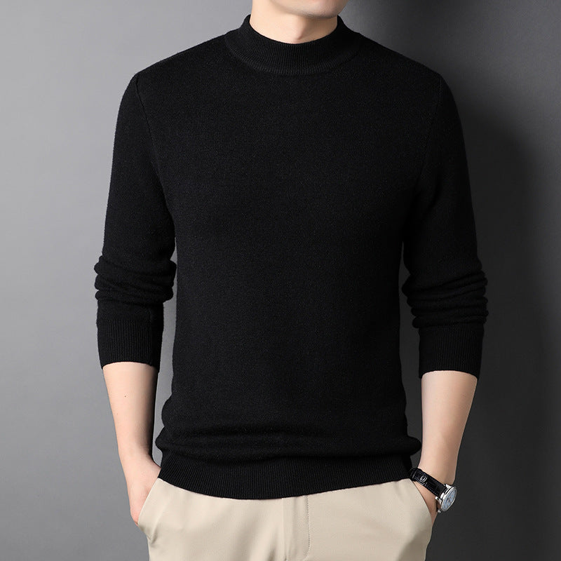 Pure Color Half Collar Men's Slim Fit Sweater Base Sweater