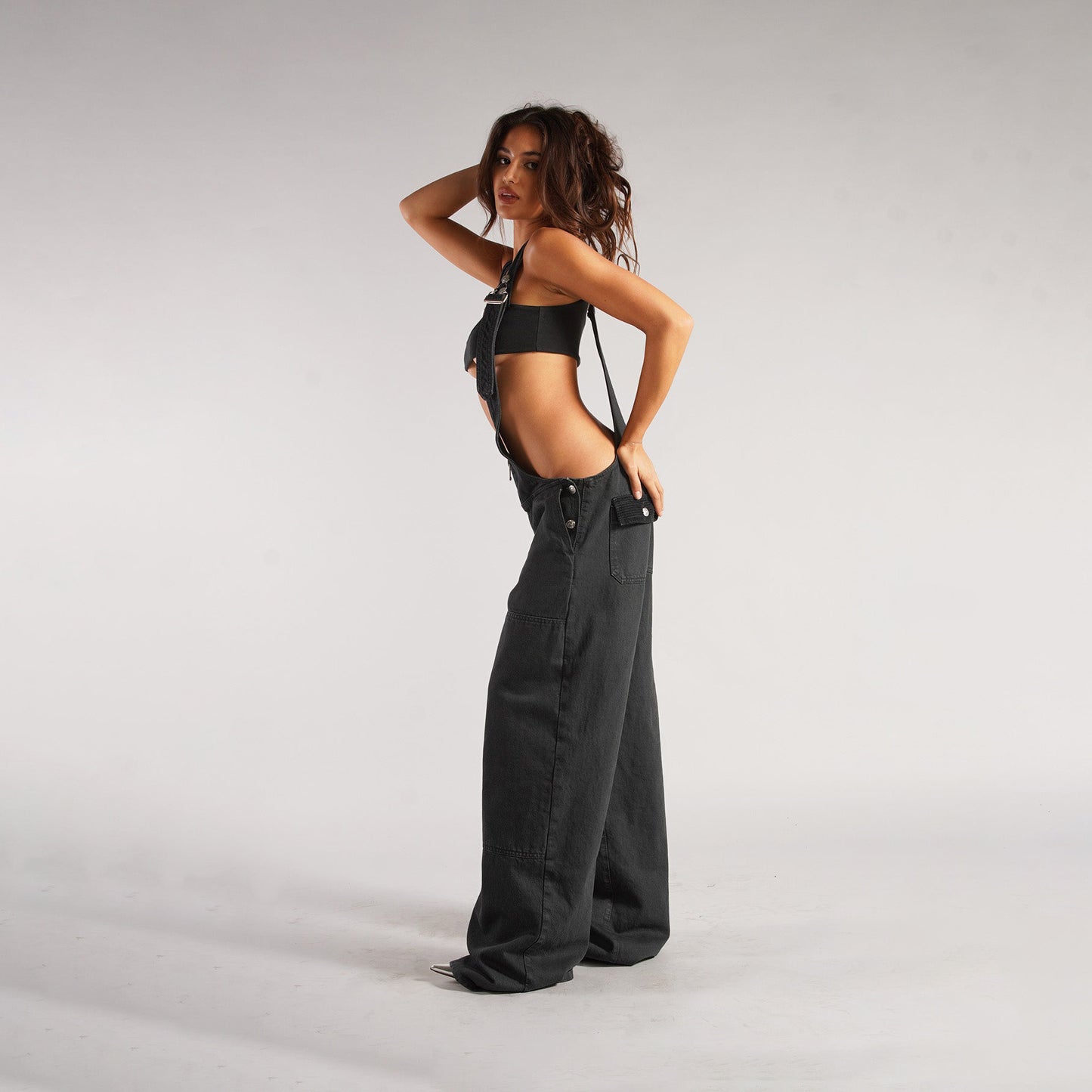 Y2K Zipper Denim Overalls With Pockets, Loose Suspender Jumpsuit ,Jeans Pants.