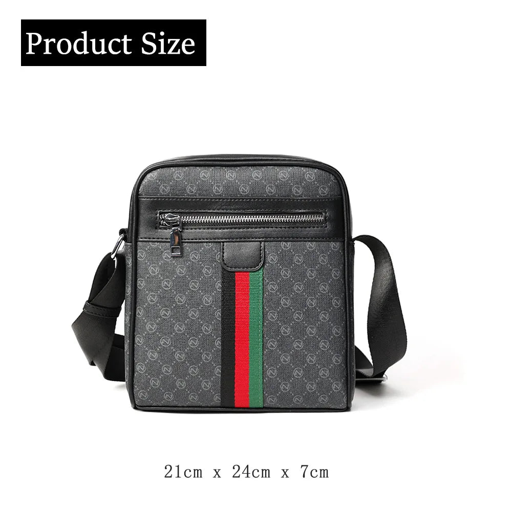Square Crossbody Bag – Men's Luxury Plaid Letter Print Sling Messenger Bag