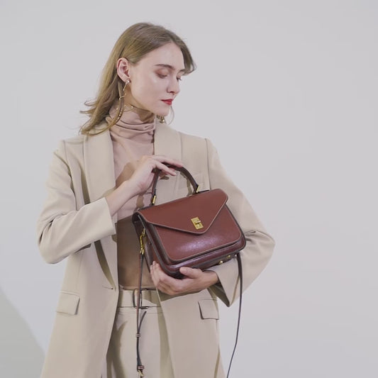 Genuine Leather Shoulder Bag – Multi-Strap Structured Design