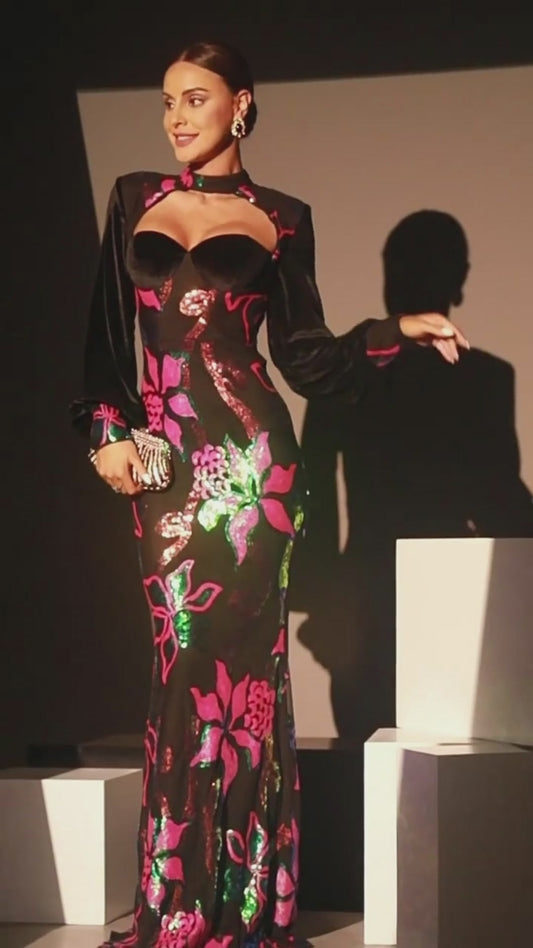 Long Sequined Evening Bridesmaid Dress for Women – Elegant High Waist Hip Skirt