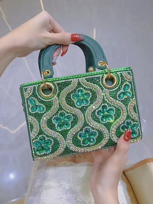 Women's Luxury Rhinestone Evening Bag – Handmade Shoulder & Crossbody Party Clutch